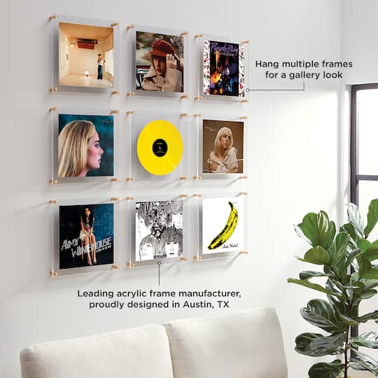 Wexel Art 12'' x 12'' Circle Vinyl Record Album Frame with Acrylic Mat